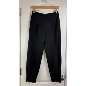 Fashion Women's Black Pleated Tapered Knit Trouser Pants Size S Small